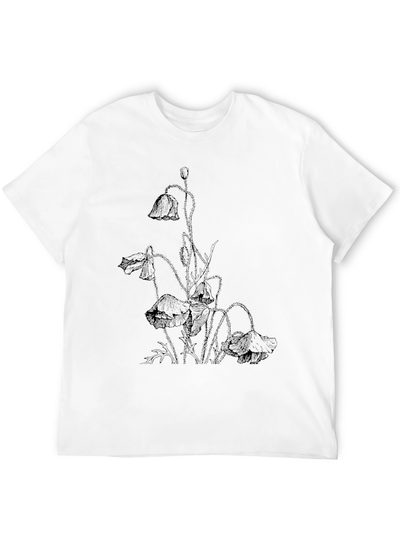 Black Floral Graphic Tee - Mens Short Sleeve
