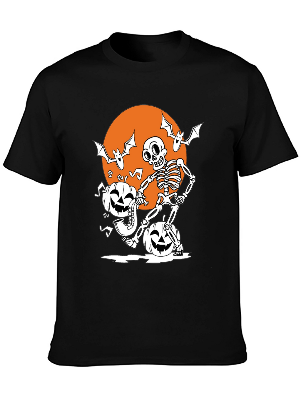 Spooky Skeleton & Pumpkin Halloween T-Shirt
