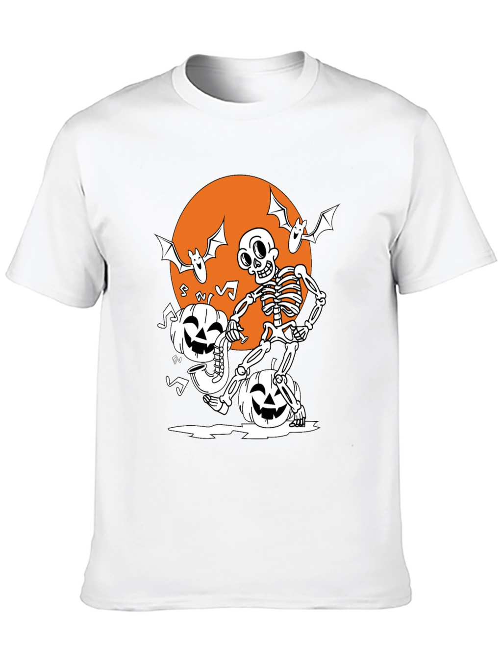 Spooky Skeleton & Pumpkin Halloween T-Shirt