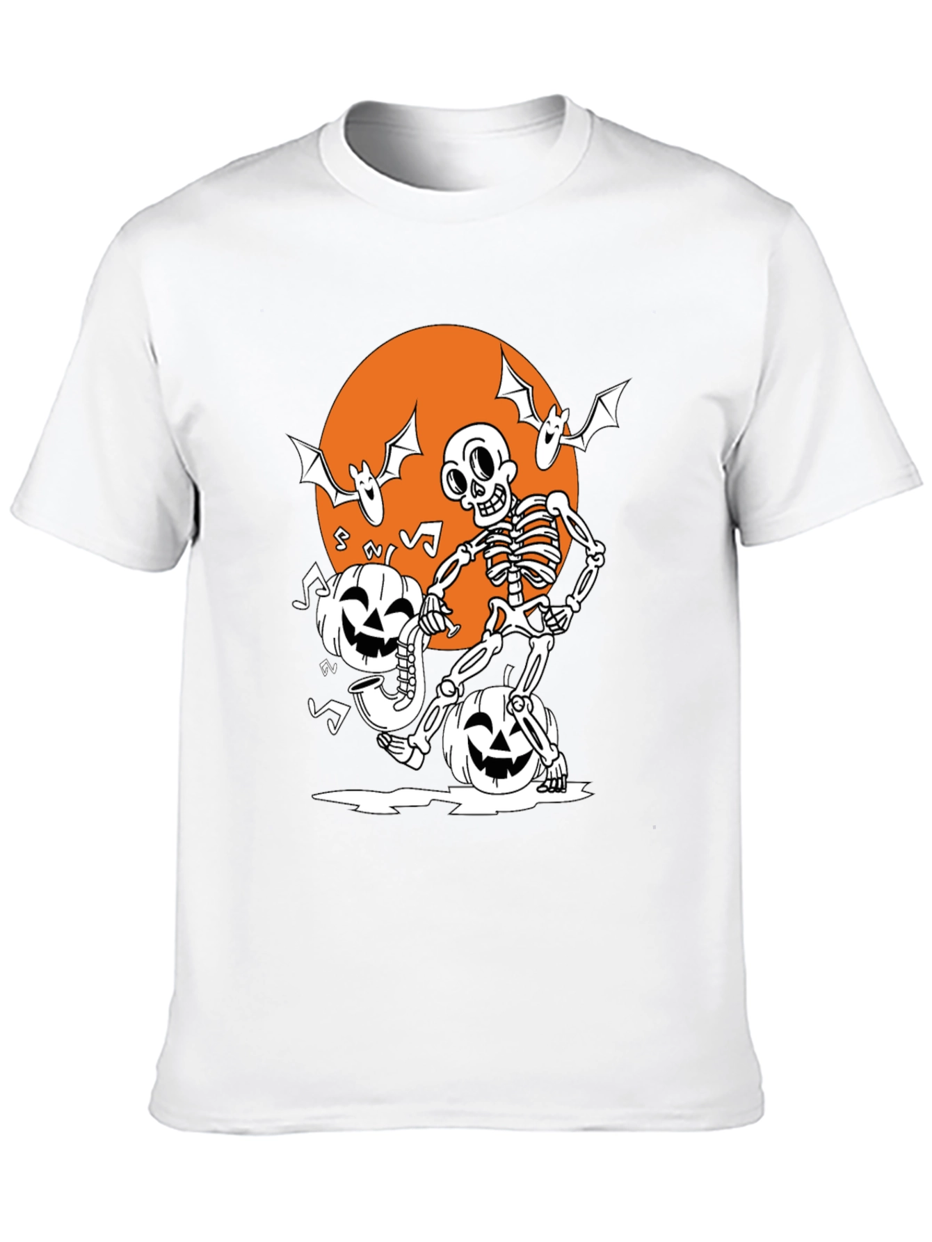 Spooky Skeleton & Pumpkin Halloween T-Shirt