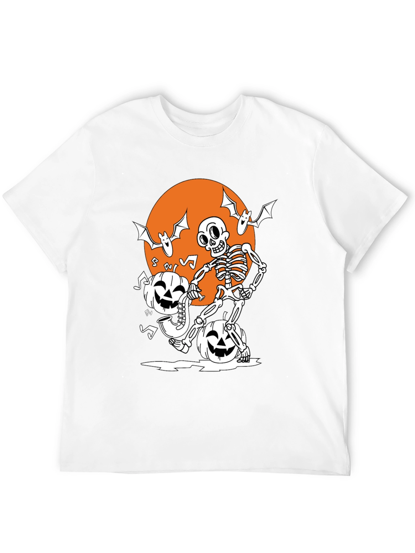 Spooky Skeleton & Pumpkin Halloween T-Shirt