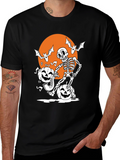 Spooky Skeleton & Pumpkin Halloween T-Shirt