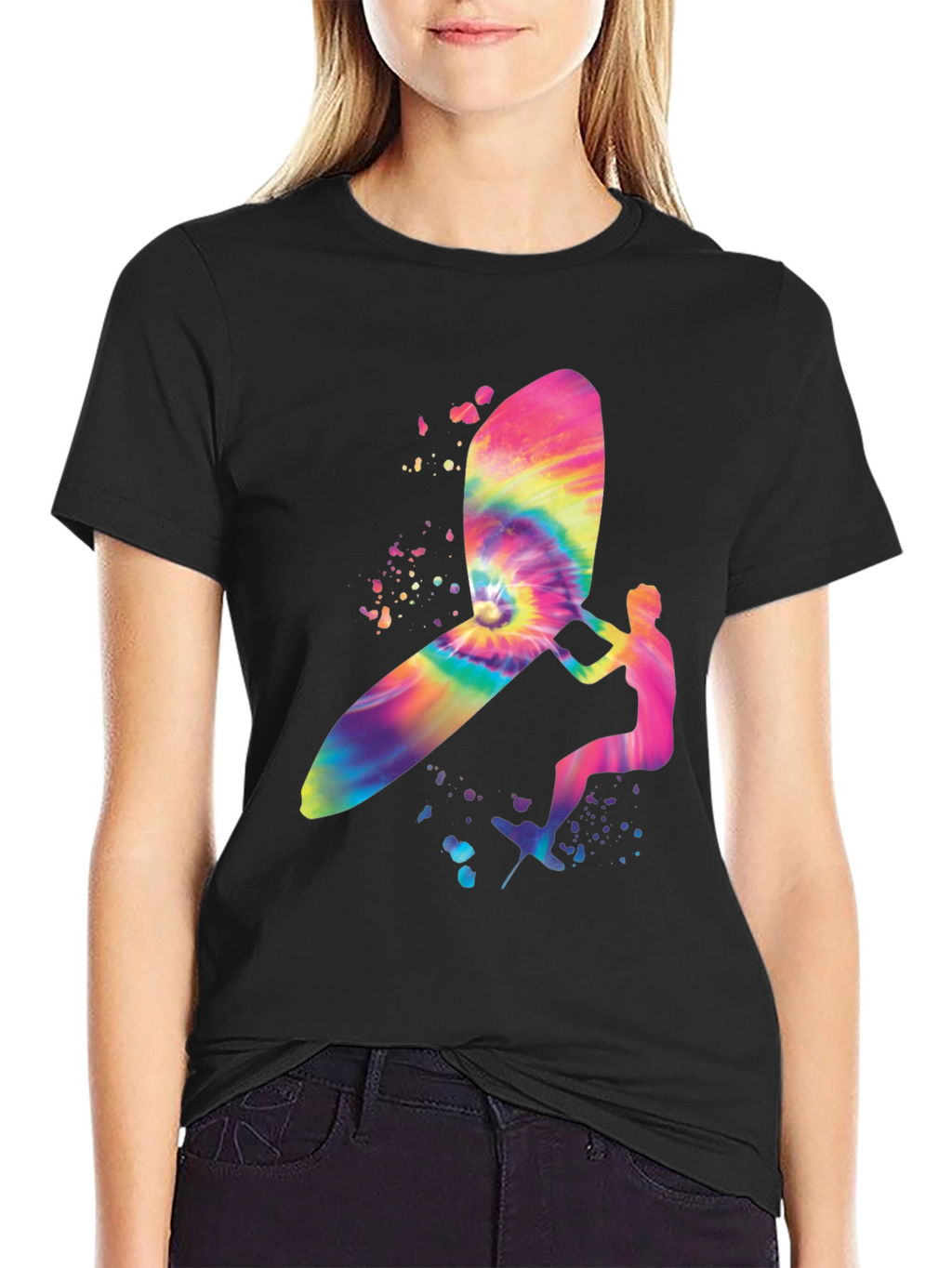 Tie-Dye Windsurfer Graphic Black T-Shirt