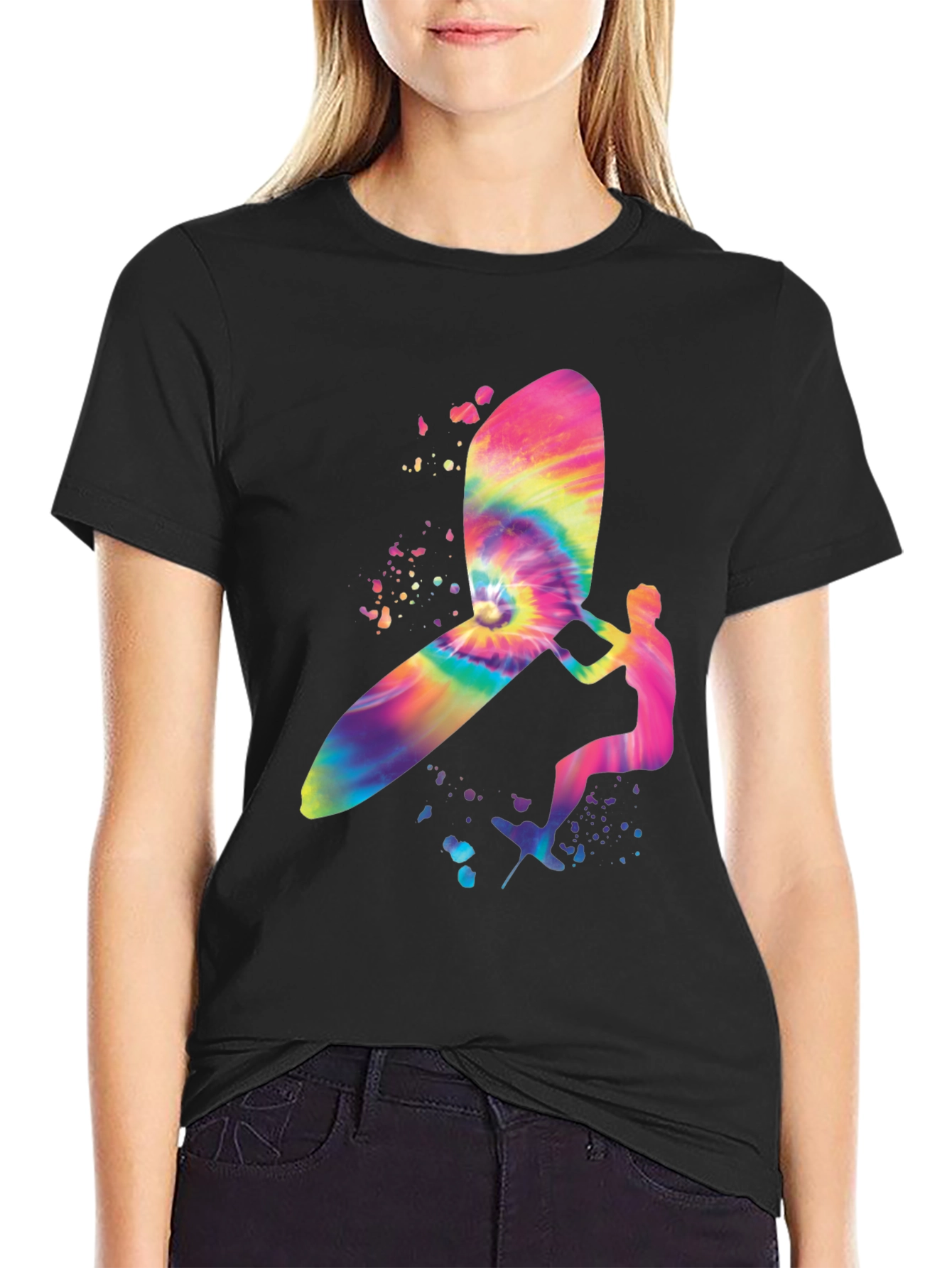 Tie-Dye Windsurfer Graphic Black T-Shirt