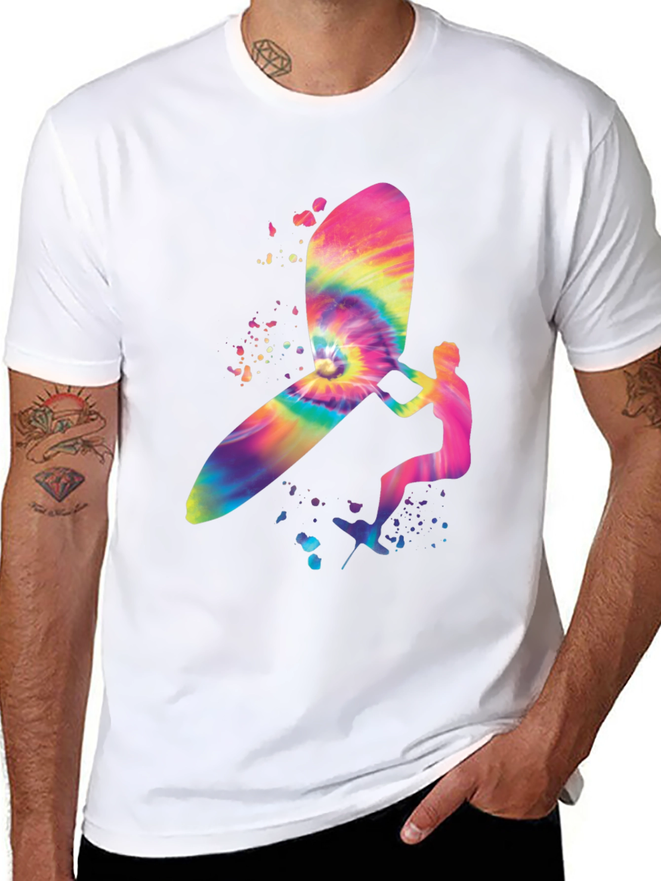 Tie-Dye Windsurfer Graphic Black T-Shirt