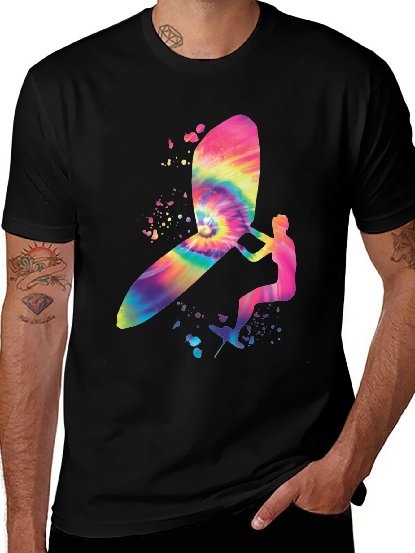 Tie-Dye Windsurfer Graphic Black T-Shirt