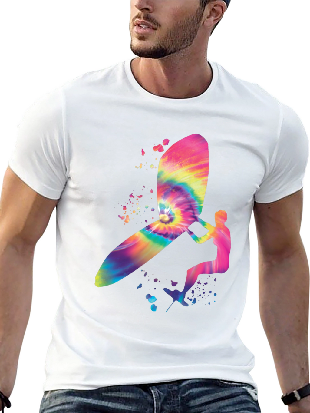 Tie-Dye Windsurfer Graphic Black T-Shirt