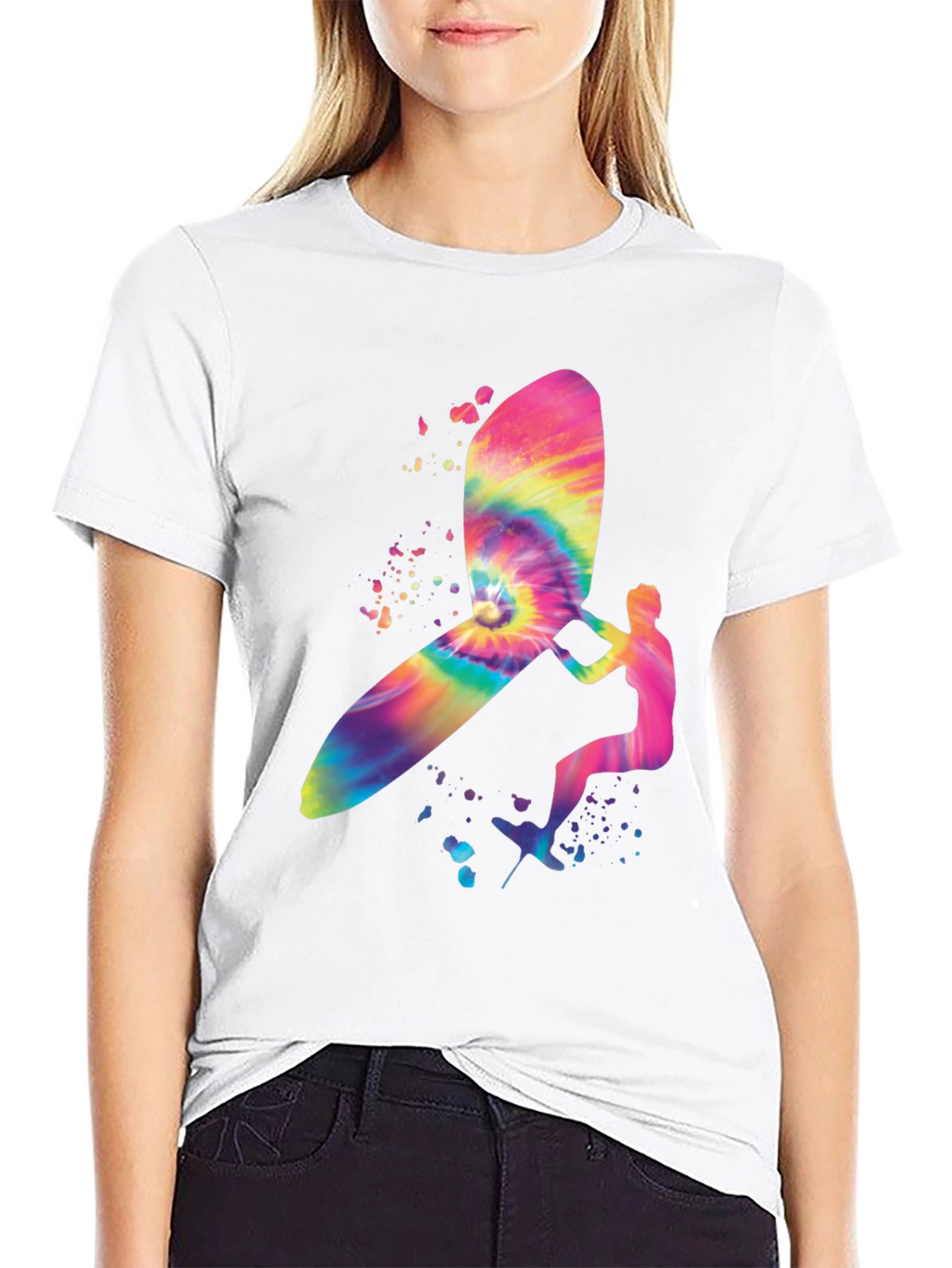 Tie-Dye Windsurfer Graphic Black T-Shirt