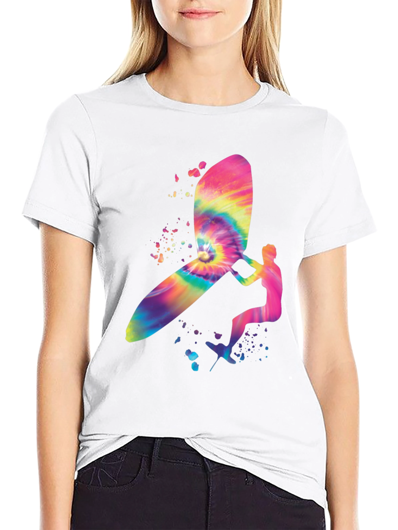 Tie-Dye Windsurfer Graphic Black T-Shirt