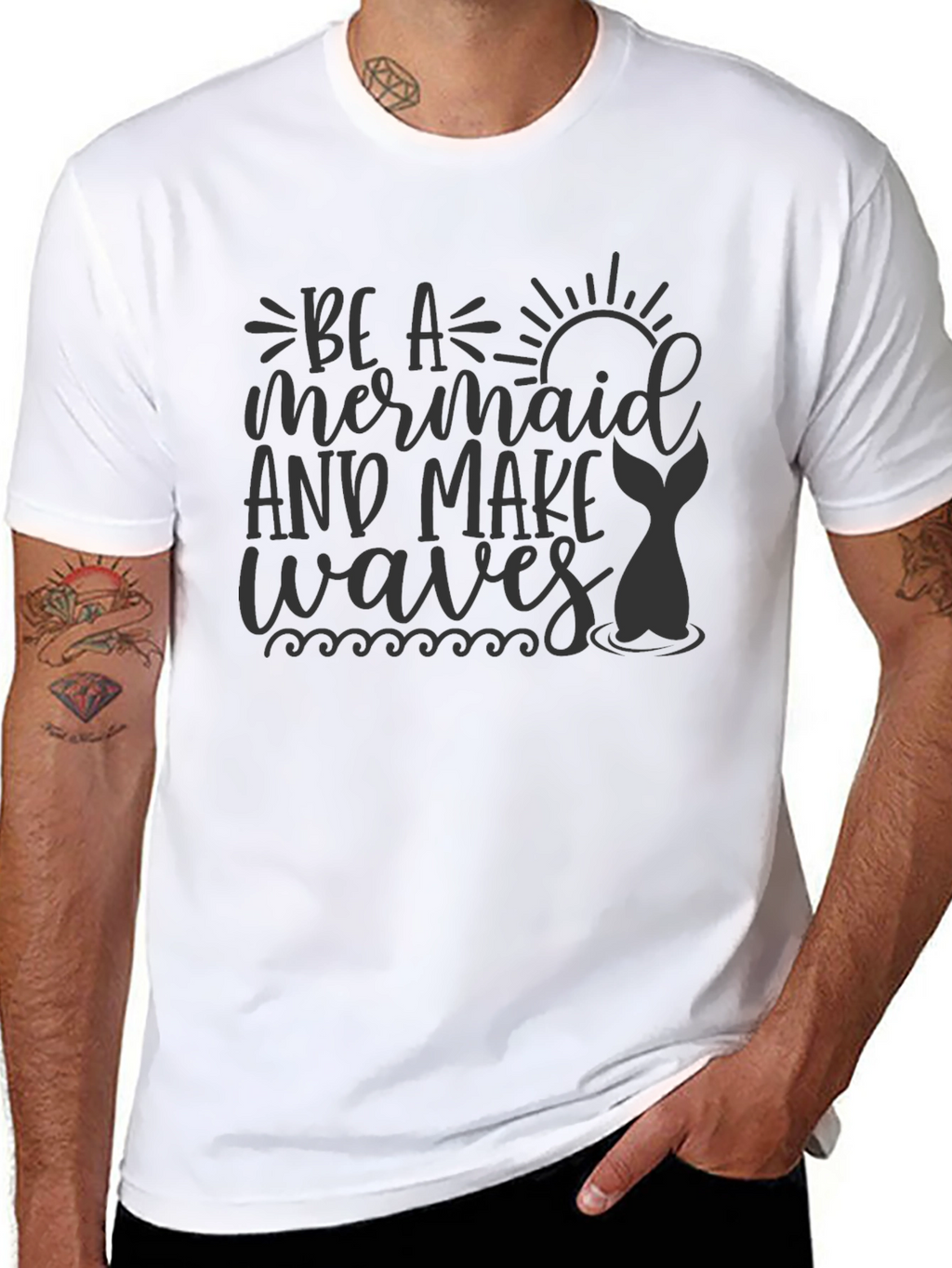 Mermaid Waves Graphic Tee - Black T-Shirt