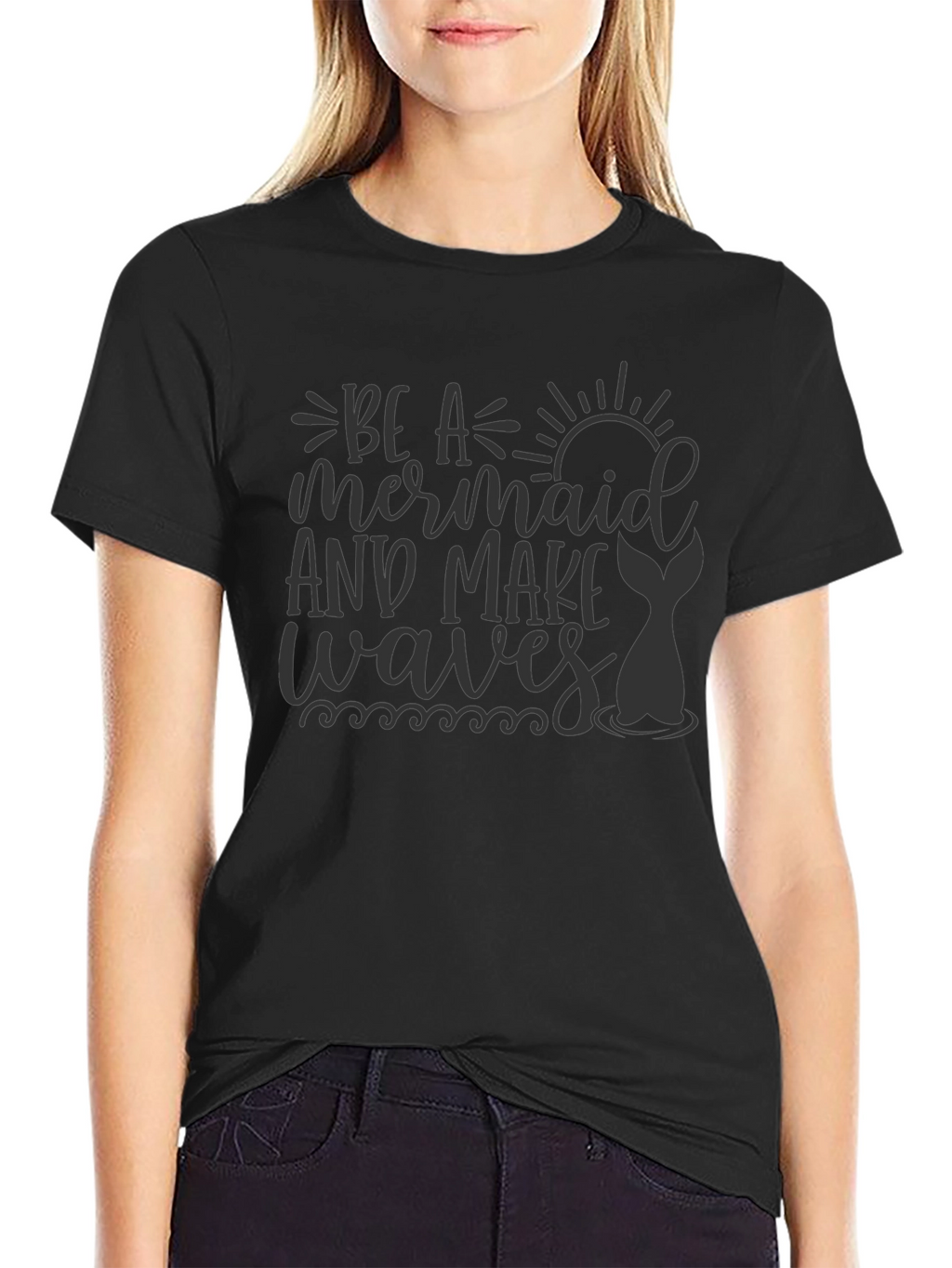 Mermaid Waves Graphic Tee - Black T-Shirt