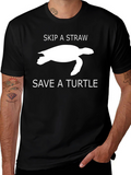 Skip a Straw Save a Turtle Graphic T-Shirt