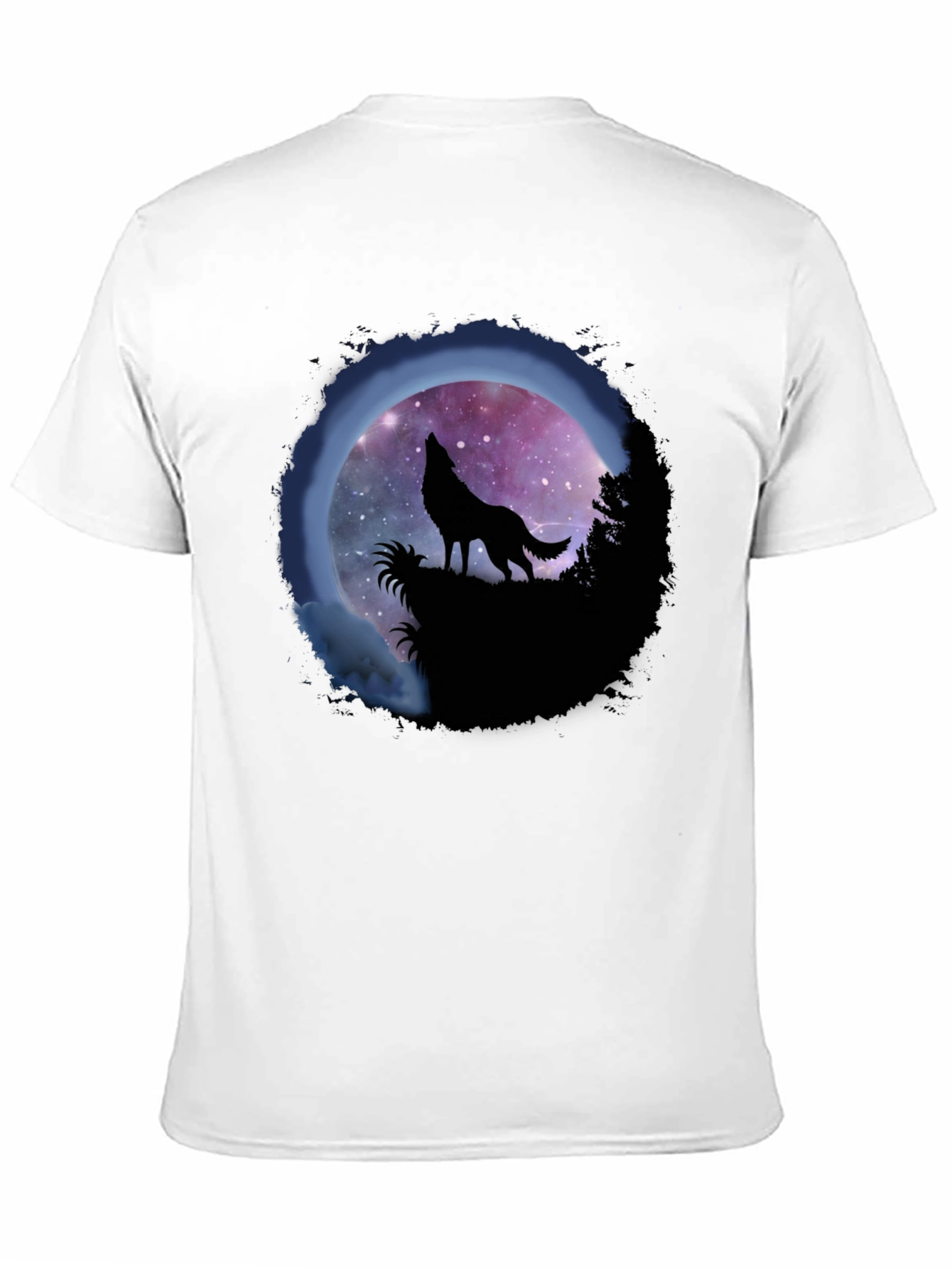 Wolf Howl Graphic Tee - Galaxy Moon Design