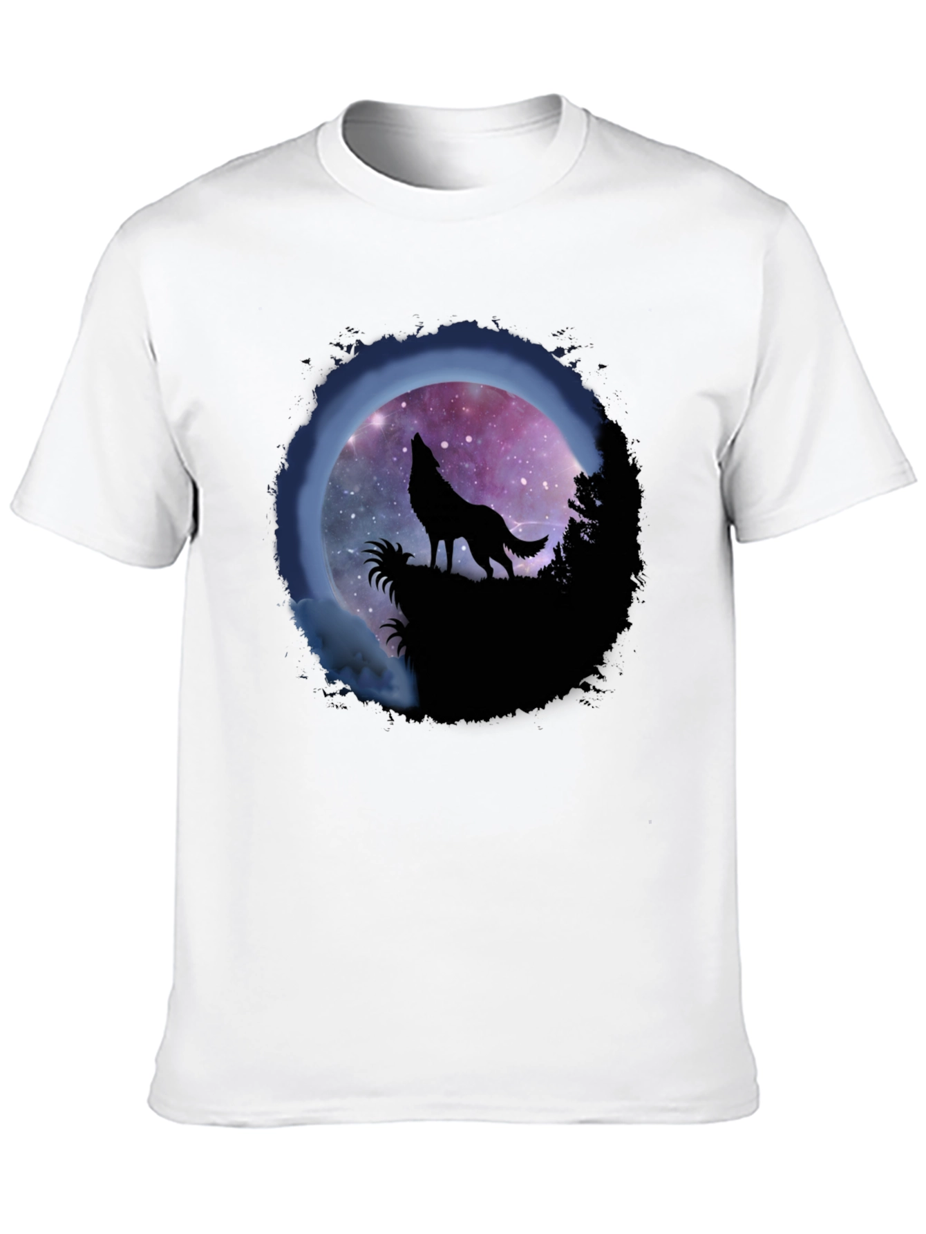 Wolf Howl Graphic Tee - Galaxy Moon Design