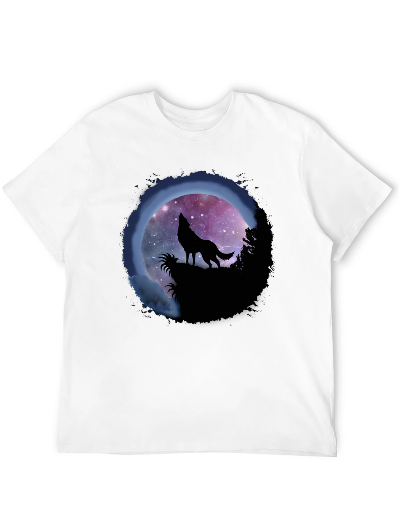 Wolf Howl Graphic Tee - Galaxy Moon Design