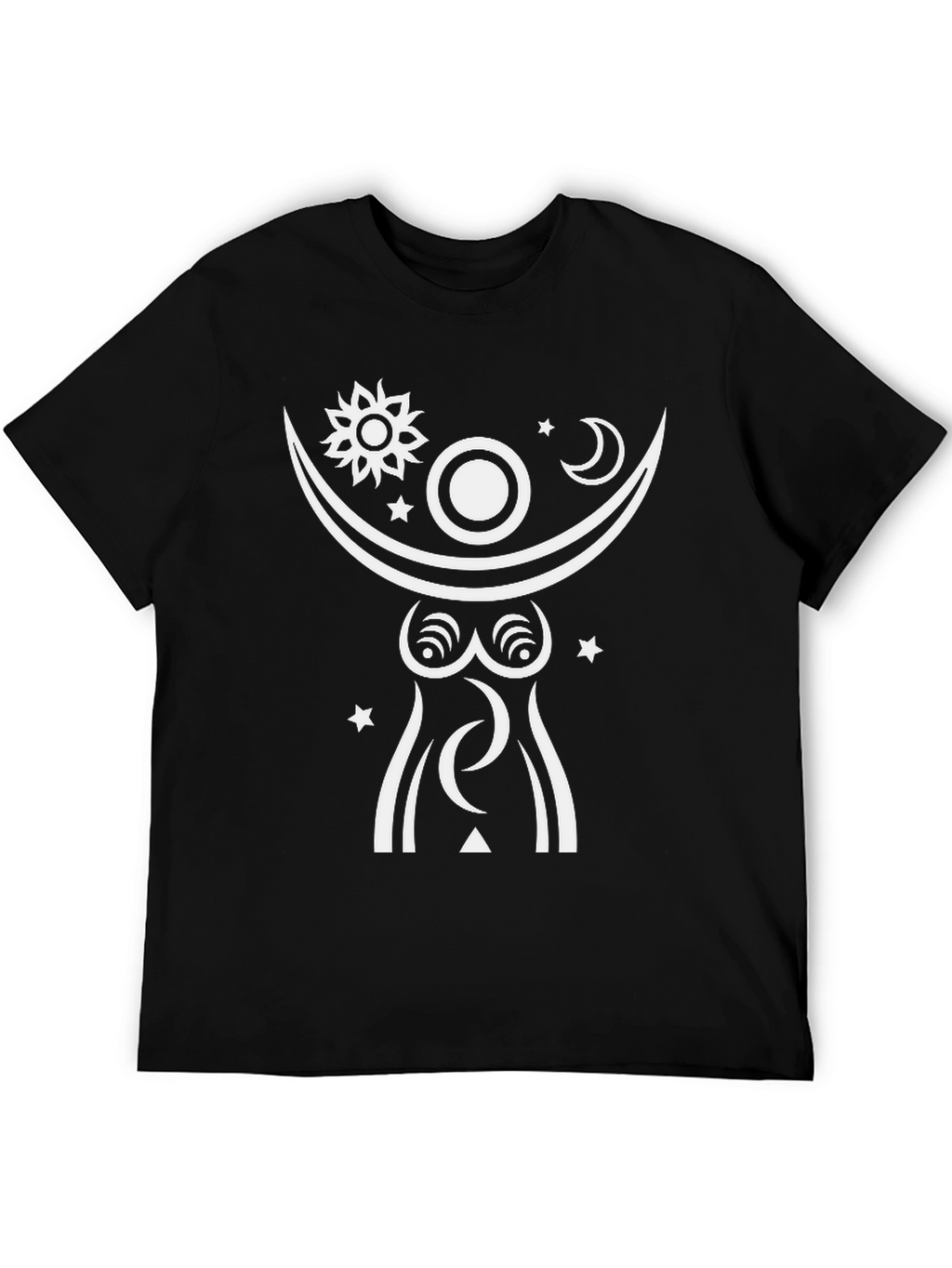 Celestial Goddess Graphic Tee - Black Cotton Shirt