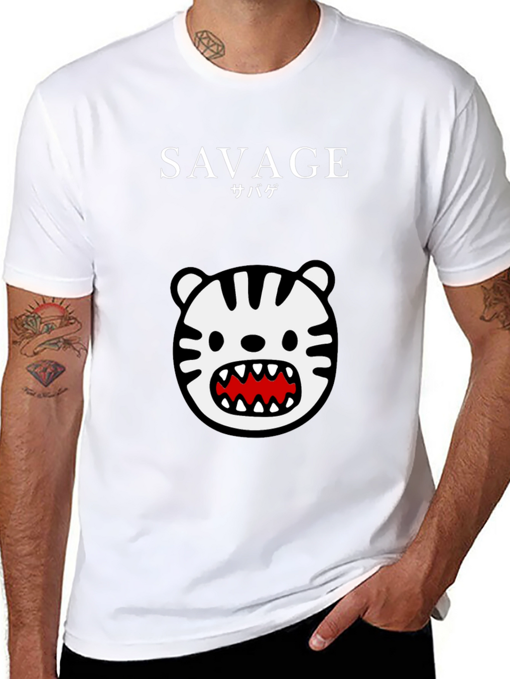 Savage Tiger Graphic Tee - Black Short Sleeve