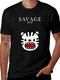 Savage Tiger Graphic Tee - Black Short Sleeve