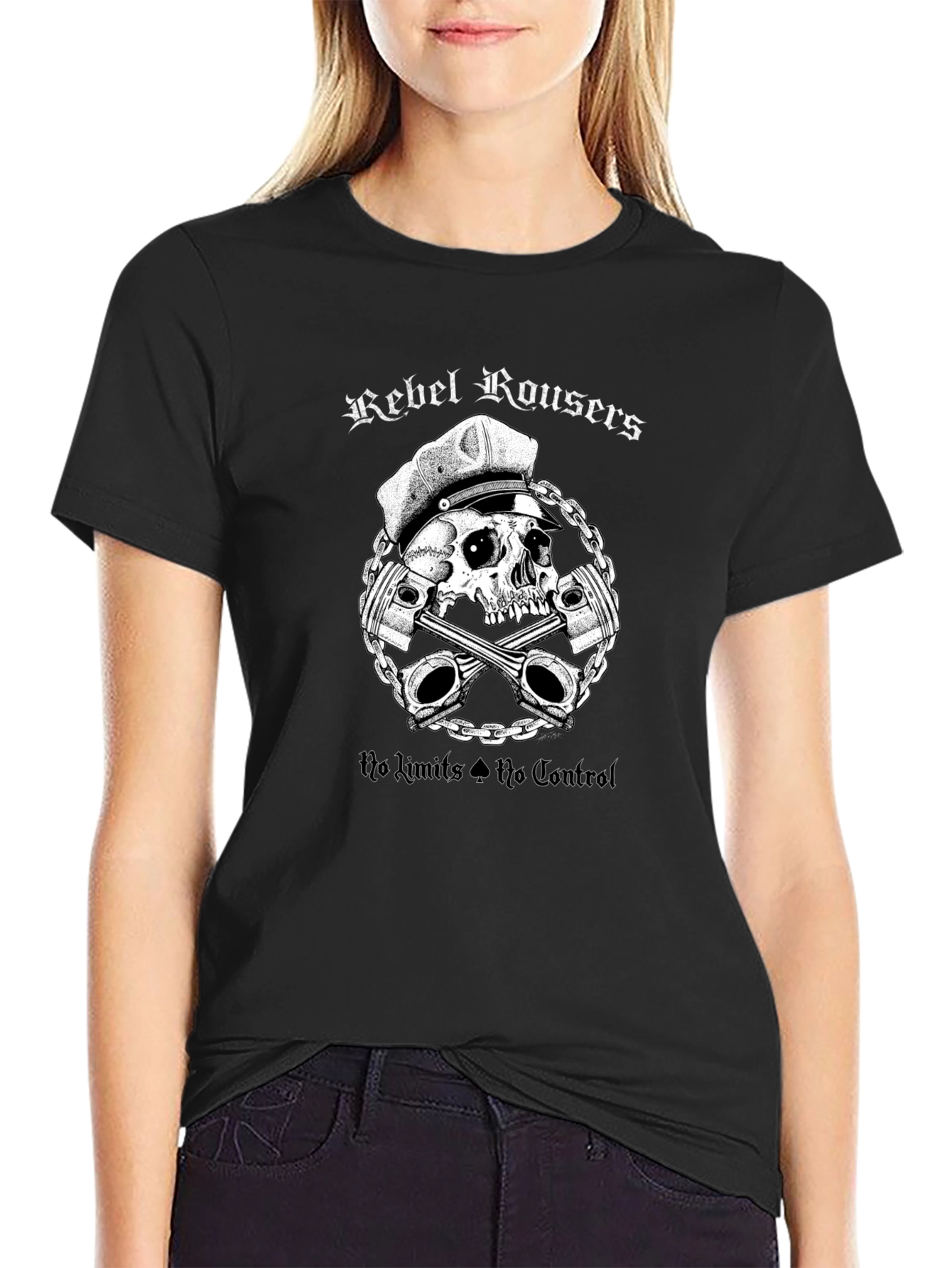 Rebel Rousers Skull & Pistons Graphic T-Shirt