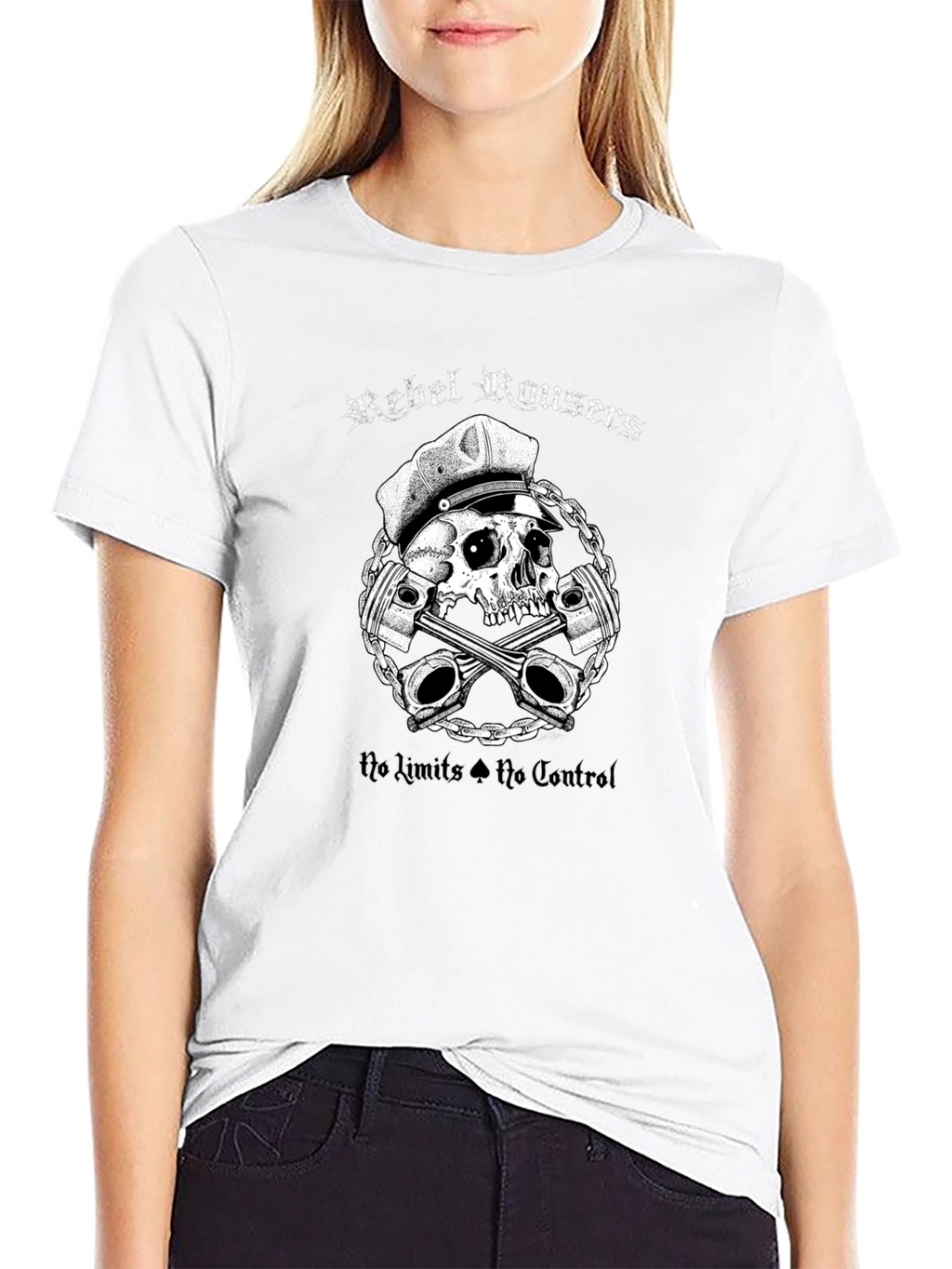 Rebel Rousers Skull & Pistons Graphic T-Shirt