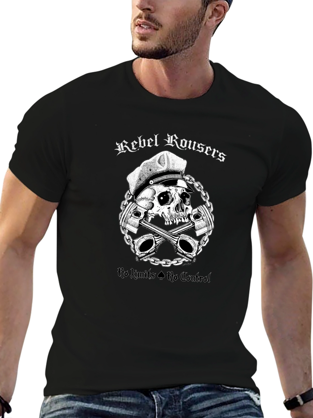 Rebel Rousers Skull & Pistons Graphic T-Shirt