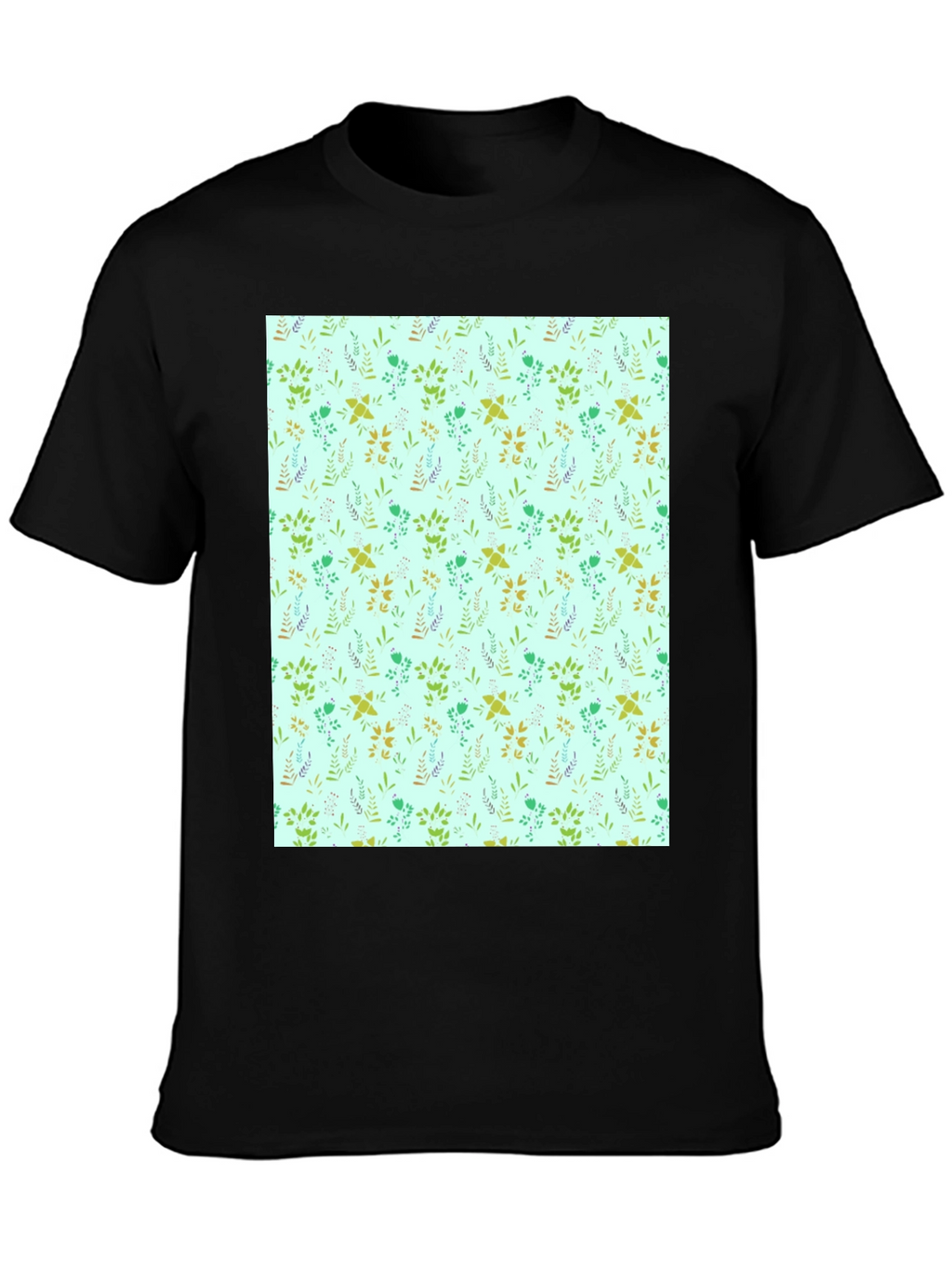 Botanical Print T-Shirt - Mens Black Tee