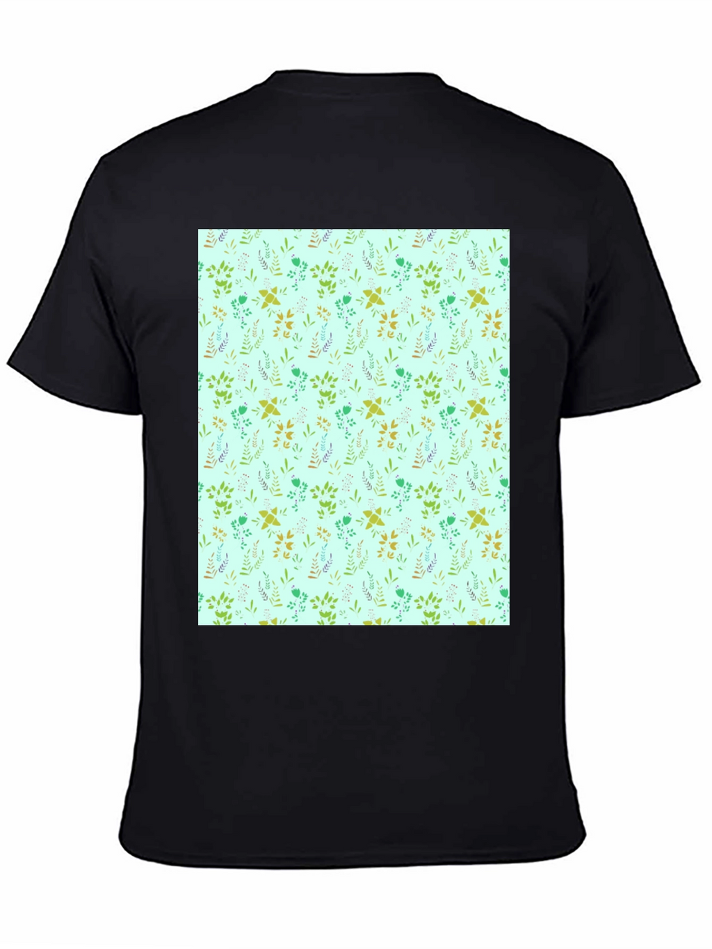 Botanical Print T-Shirt - Mens Black Tee