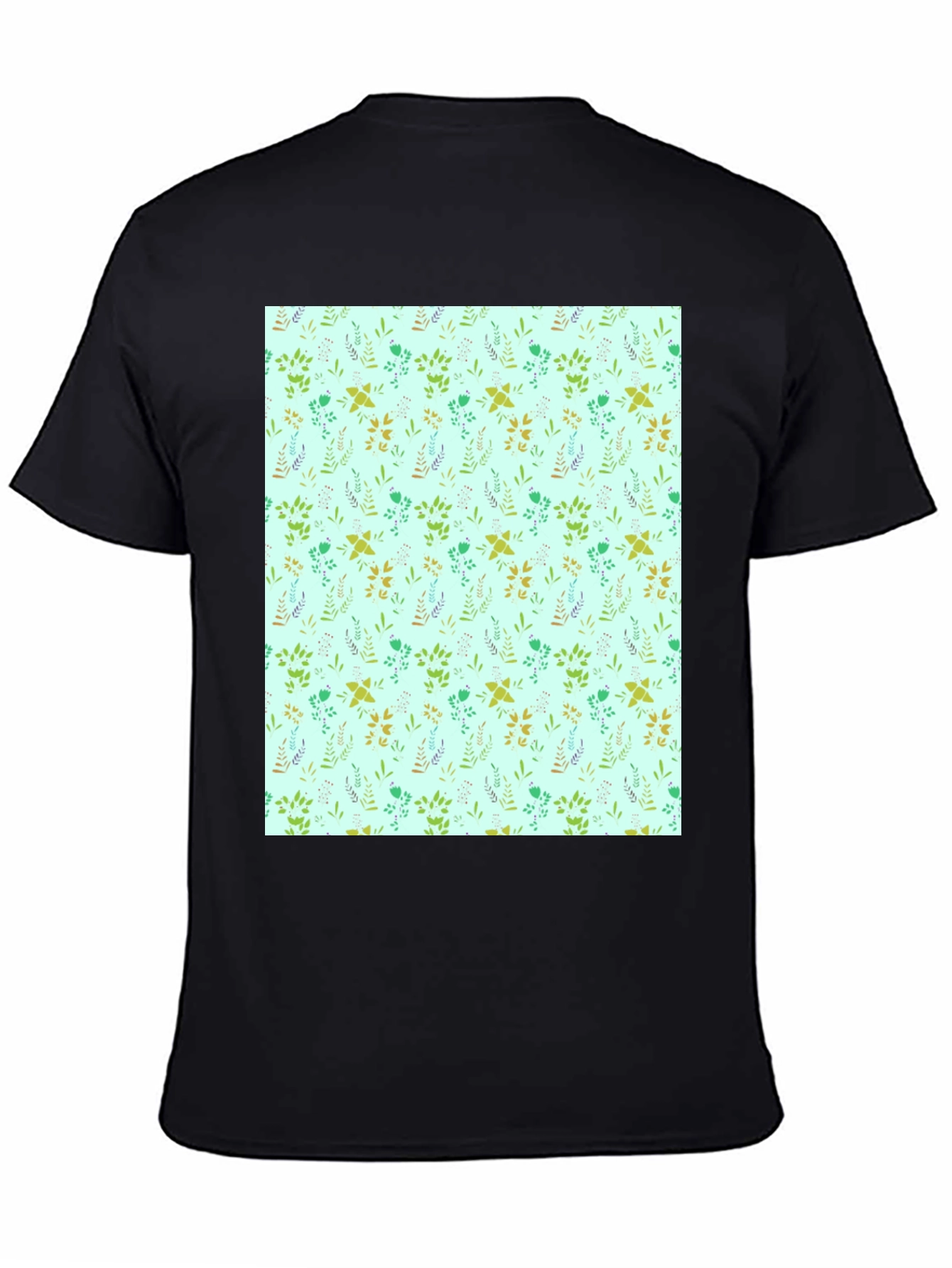 Botanical Print T-Shirt - Mens Black Tee