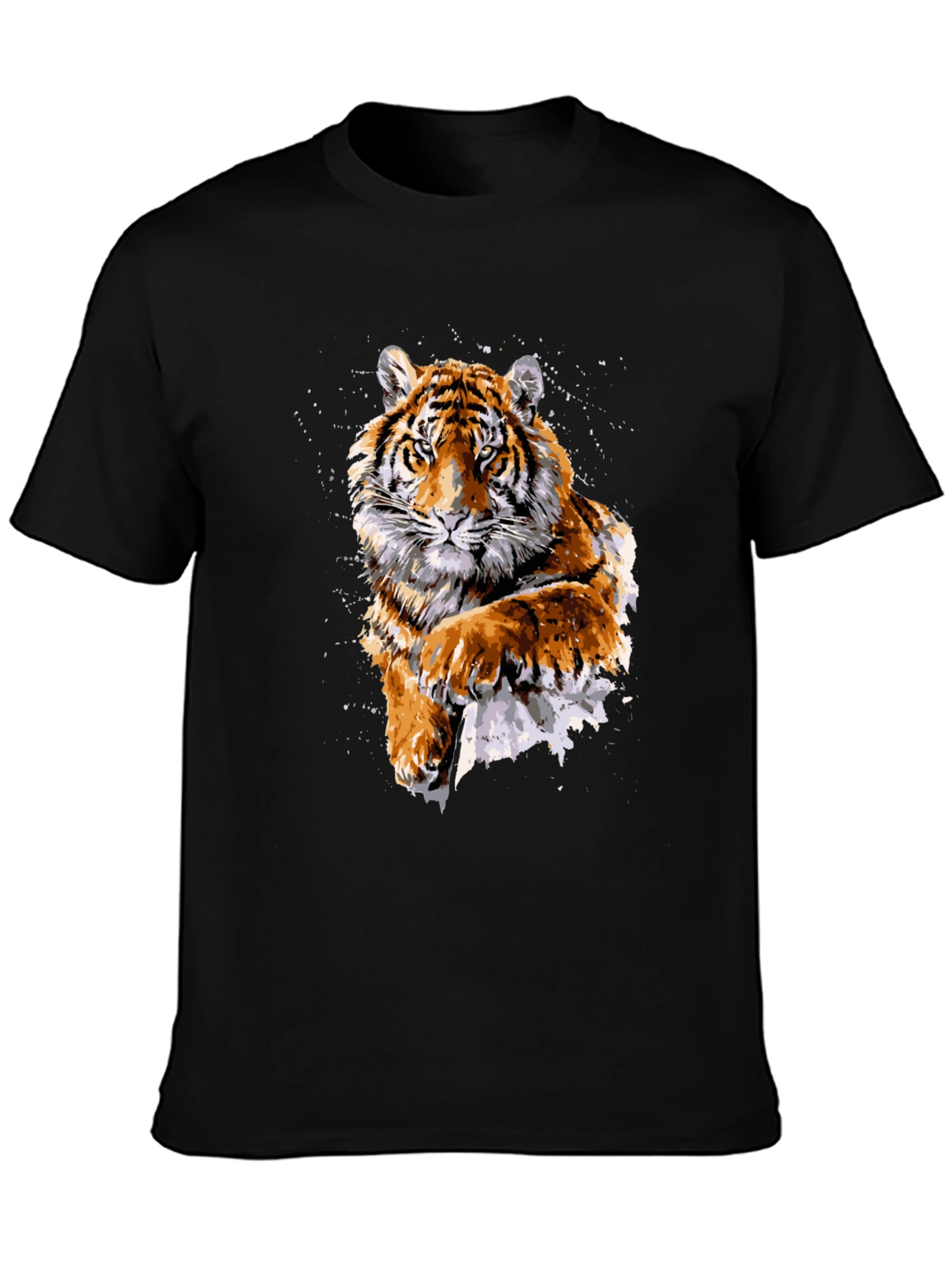 Tiger Graphic Print Crew Neck T-Shirt