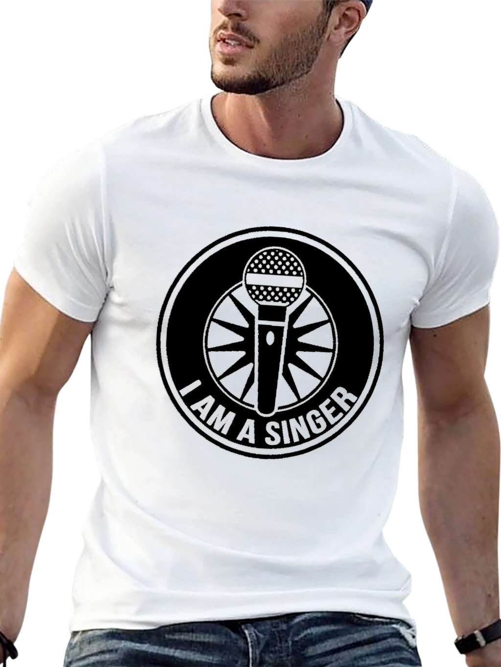 I am a Singer Black T-Shirt with Microphone Design