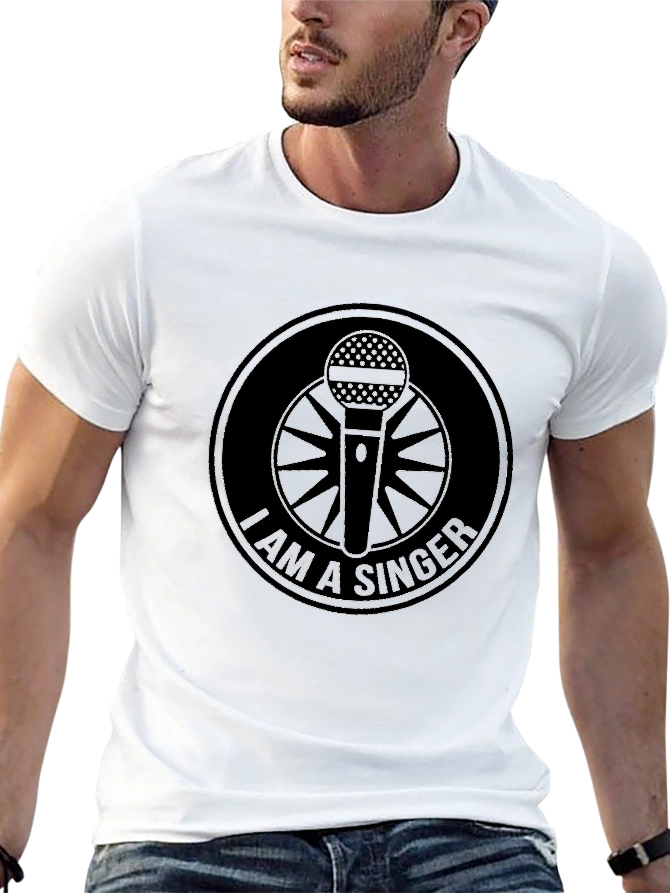 I am a Singer Black T-Shirt with Microphone Design