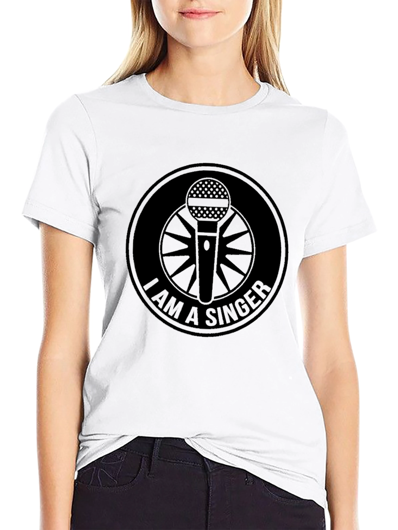 I am a Singer Black T-Shirt with Microphone Design