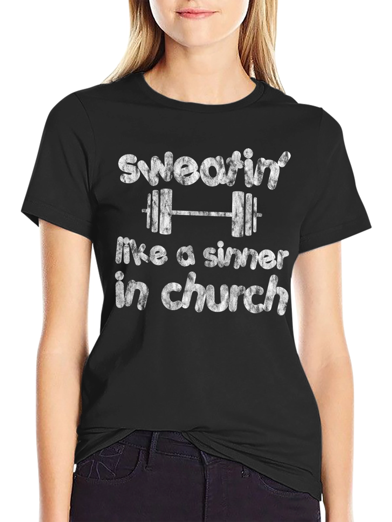 Sweatin Like a Sinner in Church Gym Workout T-Shirt