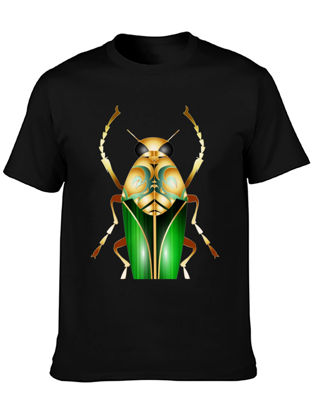 Mens Black T-Shirt with Bold Beetle Graphic