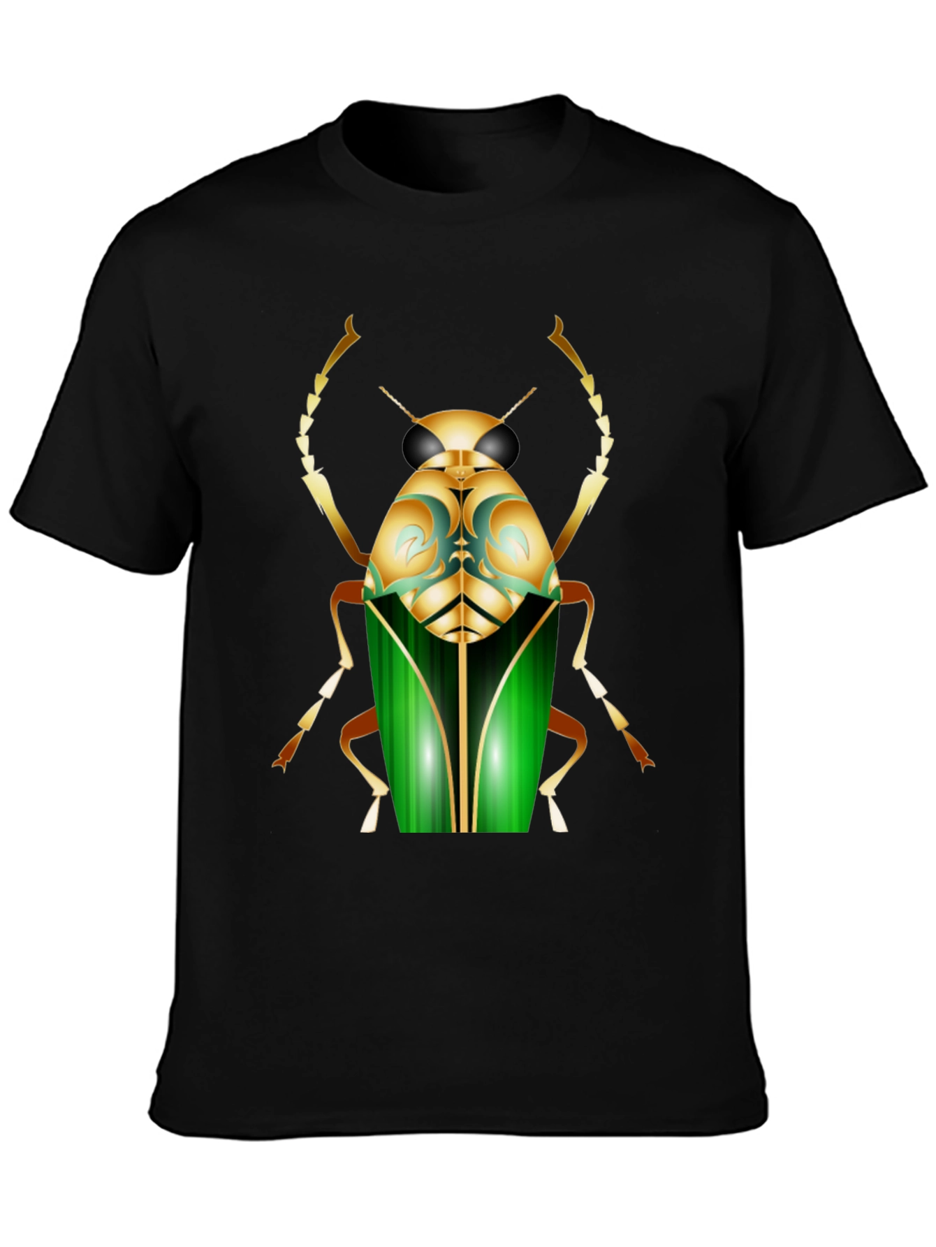 Mens Black T-Shirt with Bold Beetle Graphic