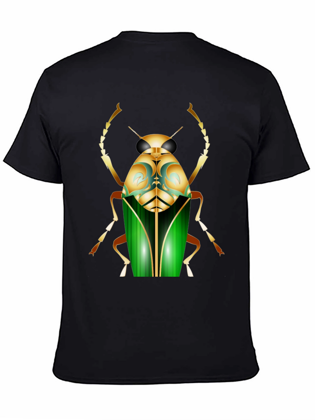 Mens Black T-Shirt with Bold Beetle Graphic