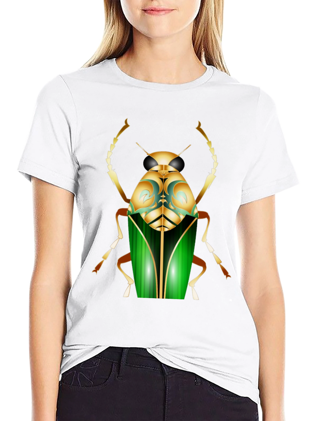 Mens Black T-Shirt with Bold Beetle Graphic