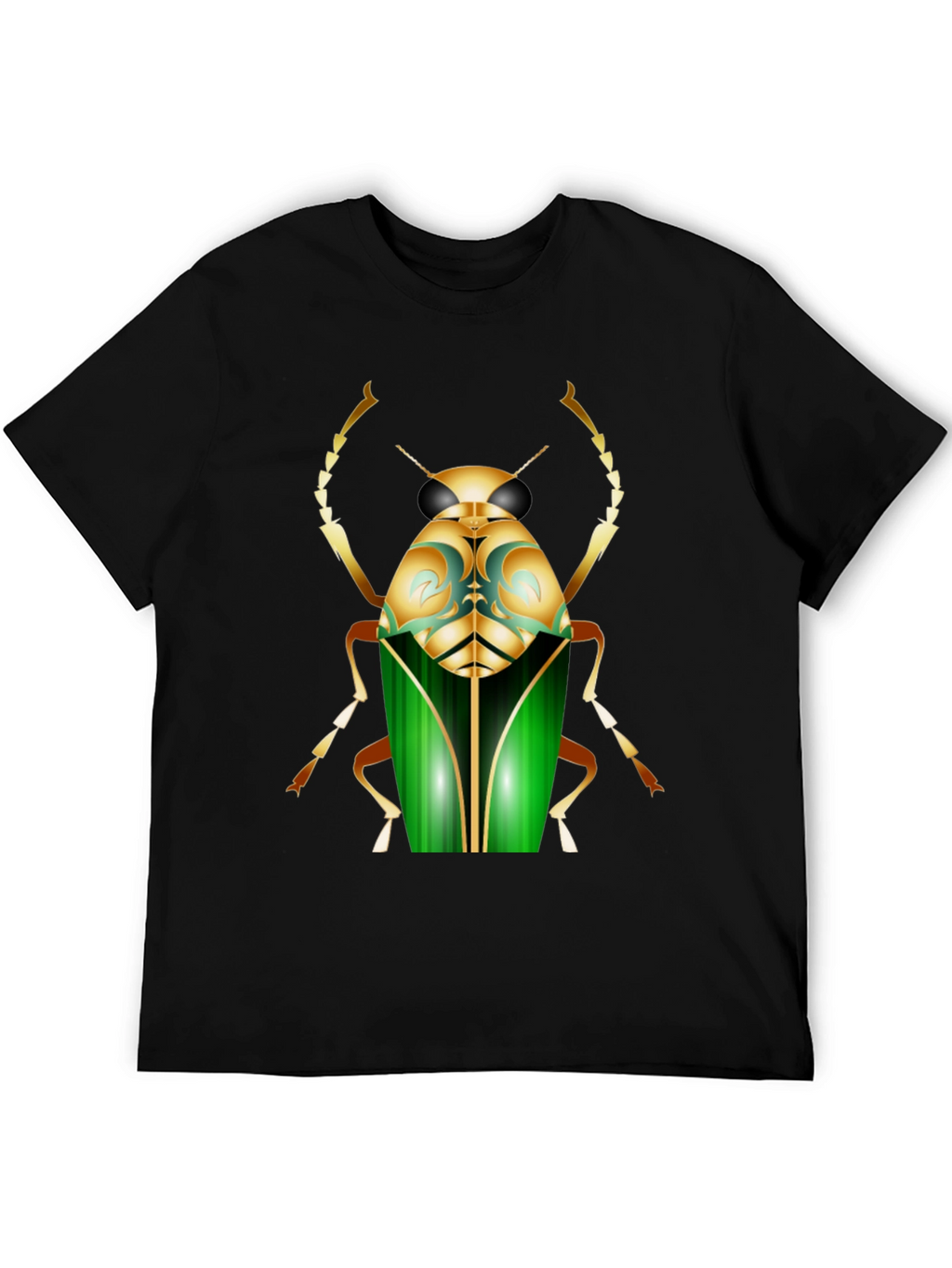 Mens Black T-Shirt with Bold Beetle Graphic