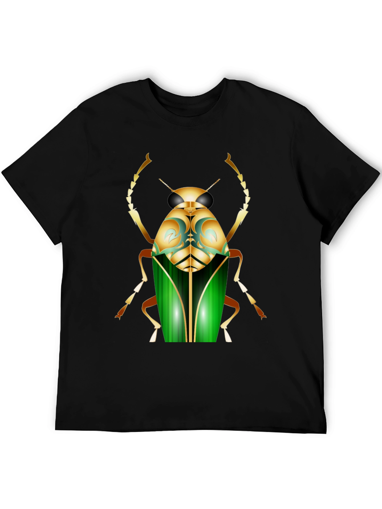 Mens Black T-Shirt with Bold Beetle Graphic