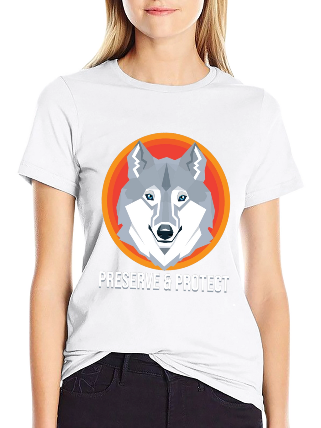 Preserve & Protect Wolf Graphic Tee - Modern Design