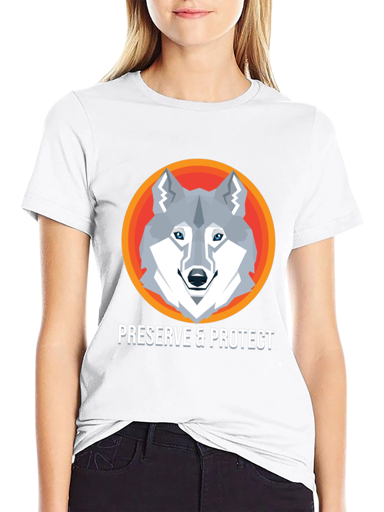 Preserve & Protect Wolf Graphic Tee - Modern Design