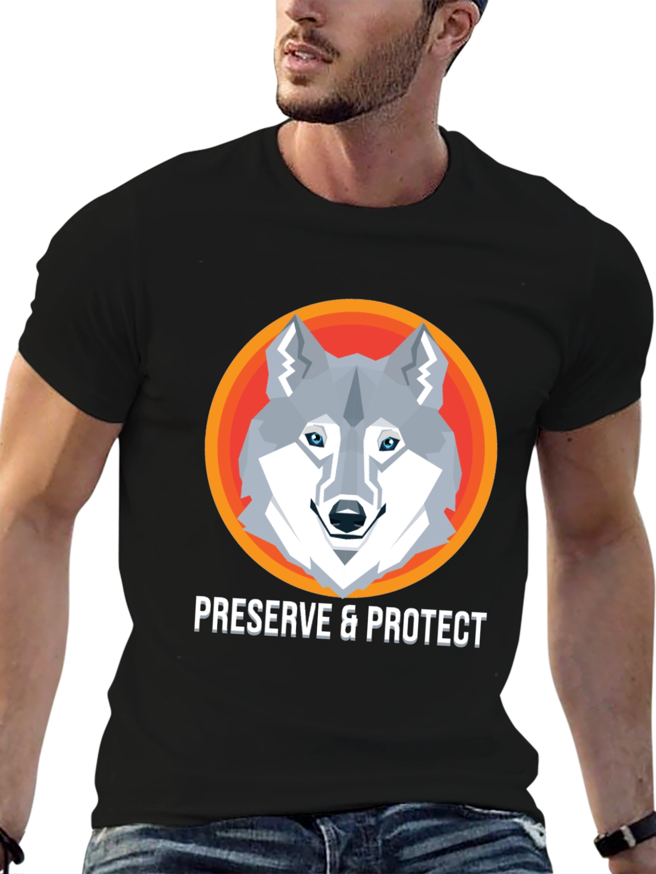 Preserve & Protect Wolf Graphic Tee - Modern Design