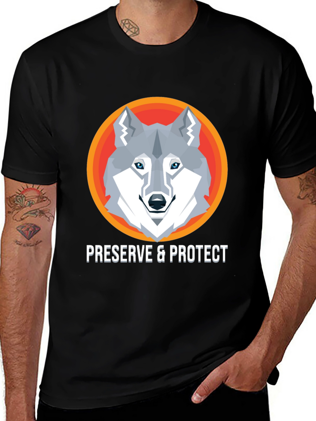 Preserve & Protect Wolf Graphic Tee - Modern Design
