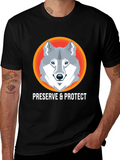 Preserve & Protect Wolf Graphic Tee - Modern Design