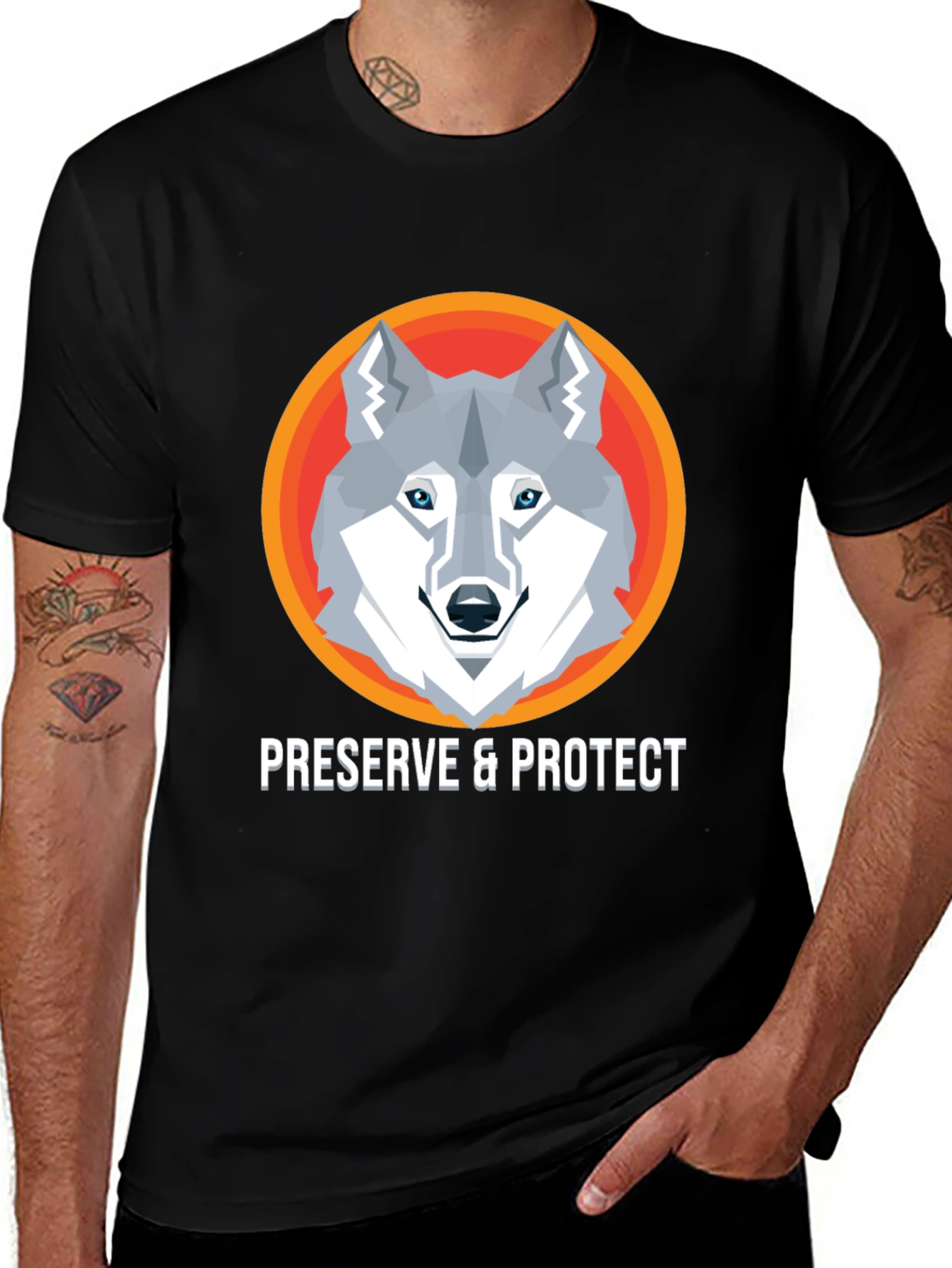 Preserve & Protect Wolf Graphic Tee - Modern Design