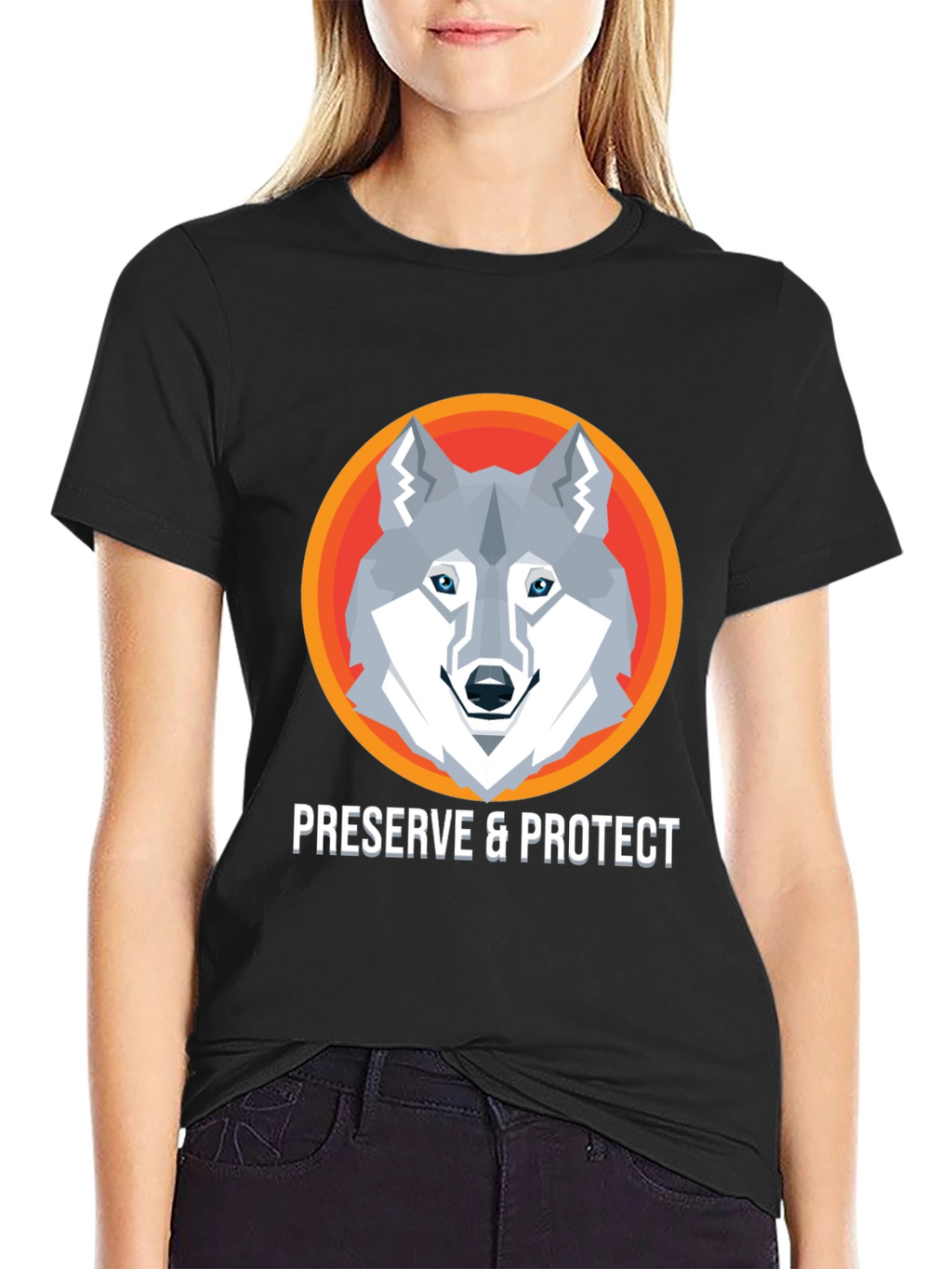 Preserve & Protect Wolf Graphic Tee - Modern Design