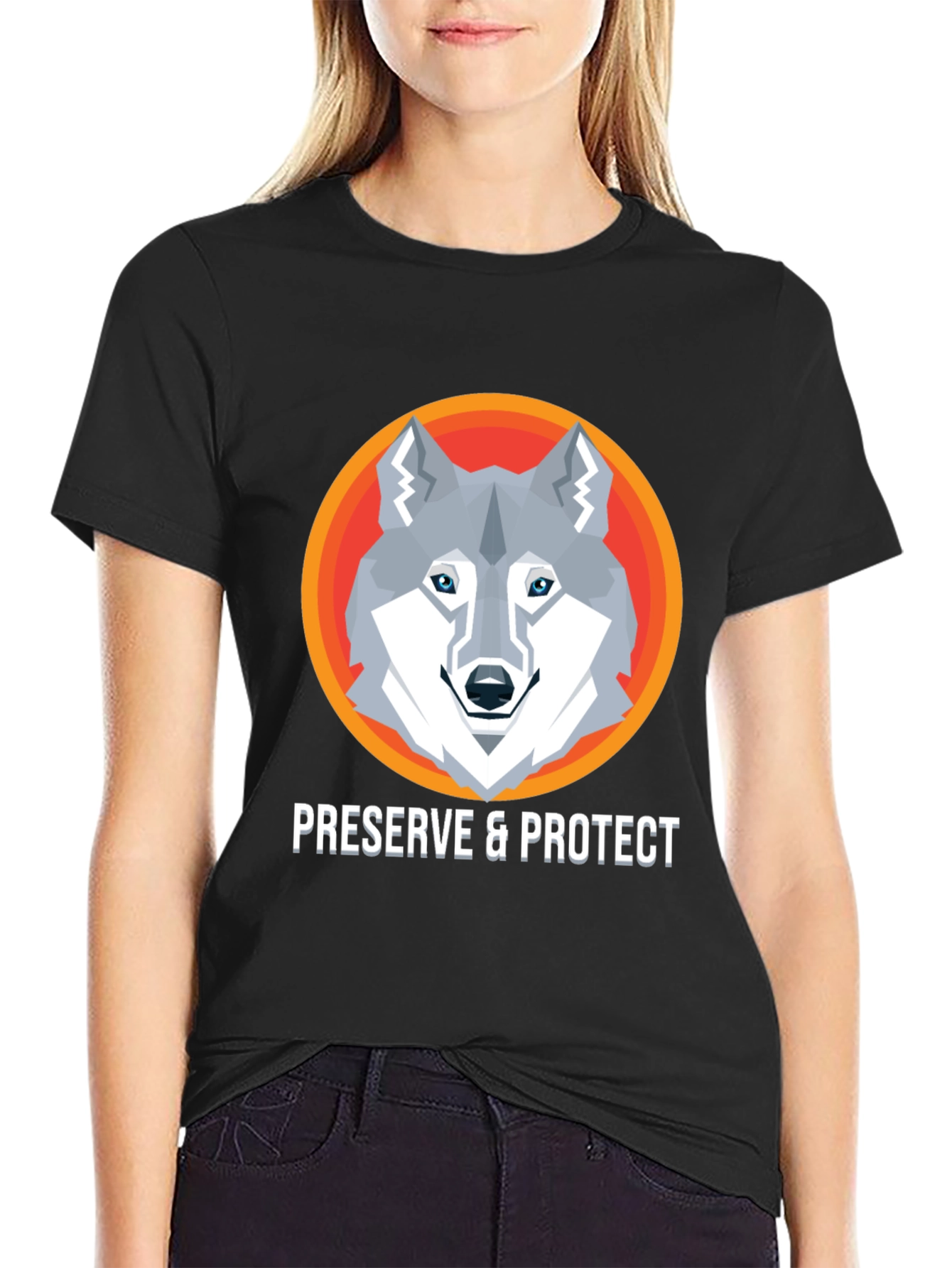 Preserve & Protect Wolf Graphic Tee - Modern Design