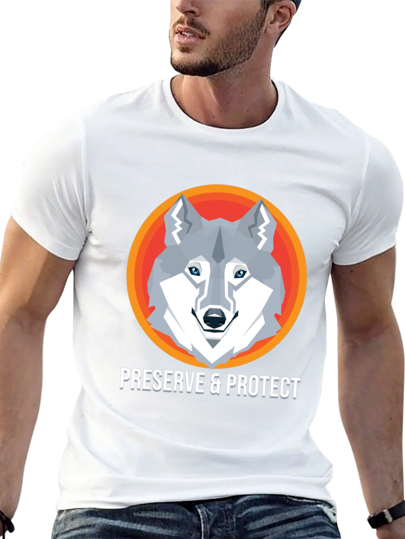 Preserve & Protect Wolf Graphic Tee - Modern Design