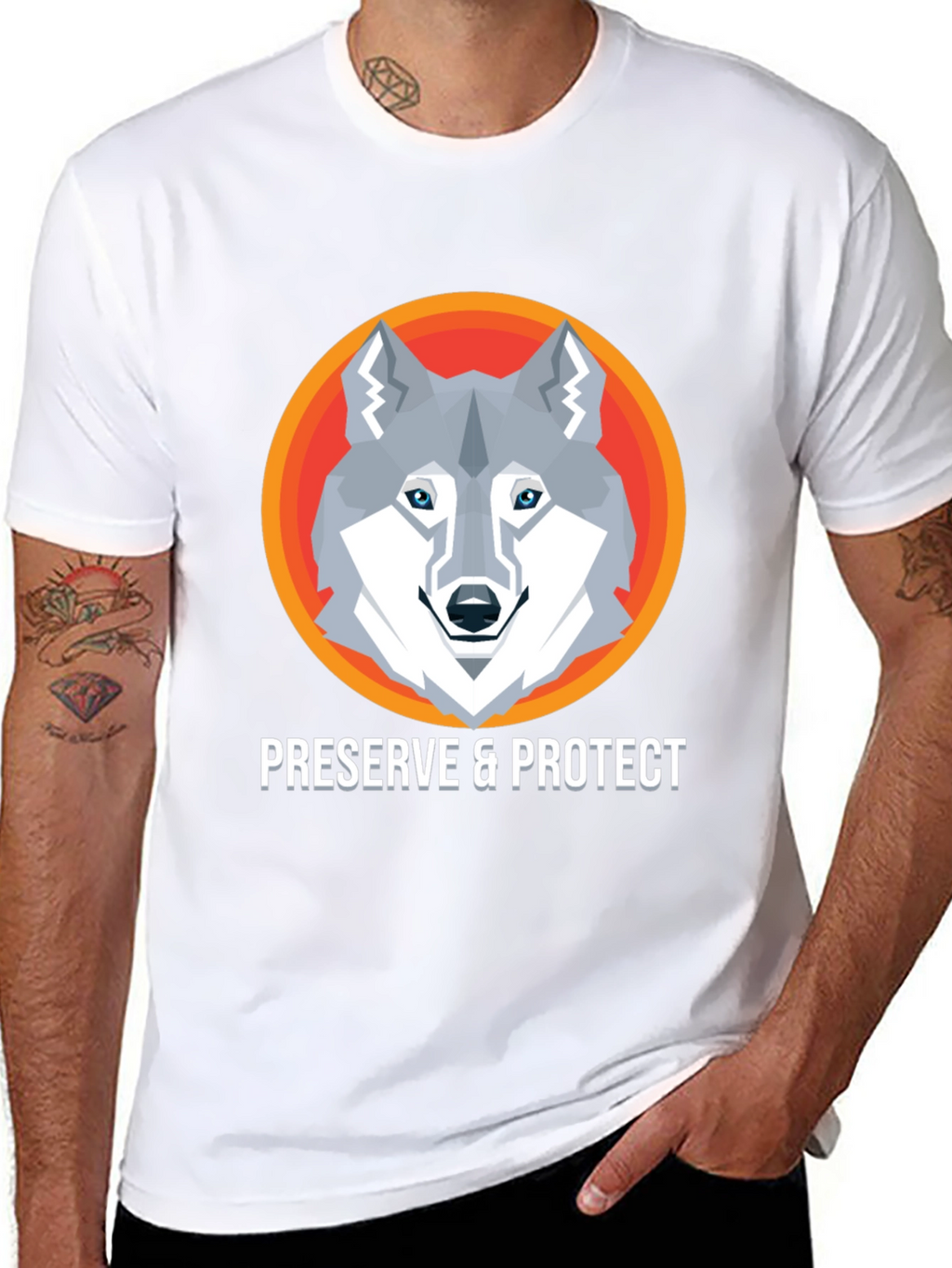 Preserve & Protect Wolf Graphic Tee - Modern Design