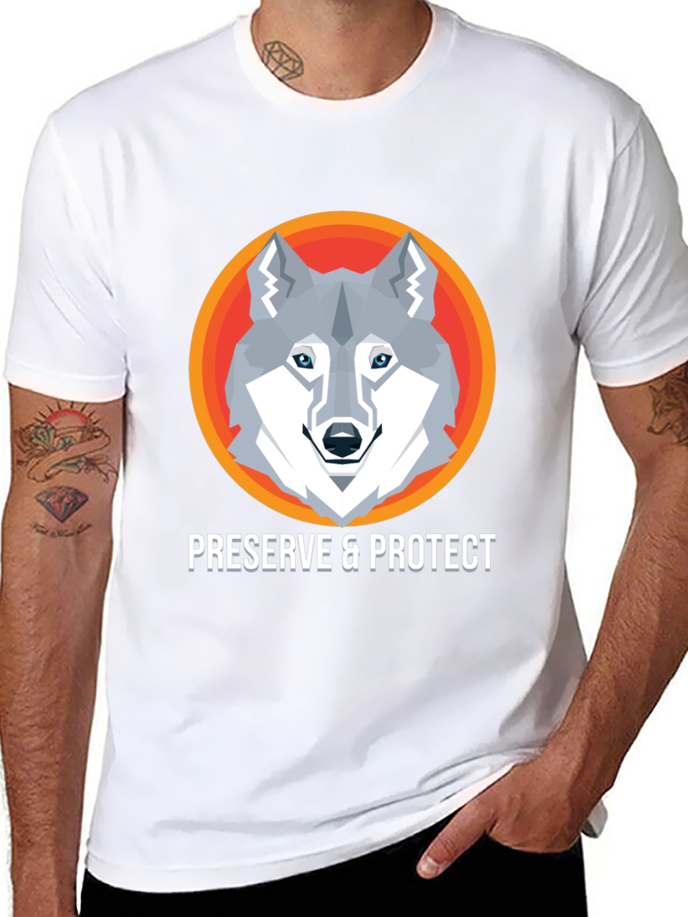 Preserve & Protect Wolf Graphic Tee - Modern Design